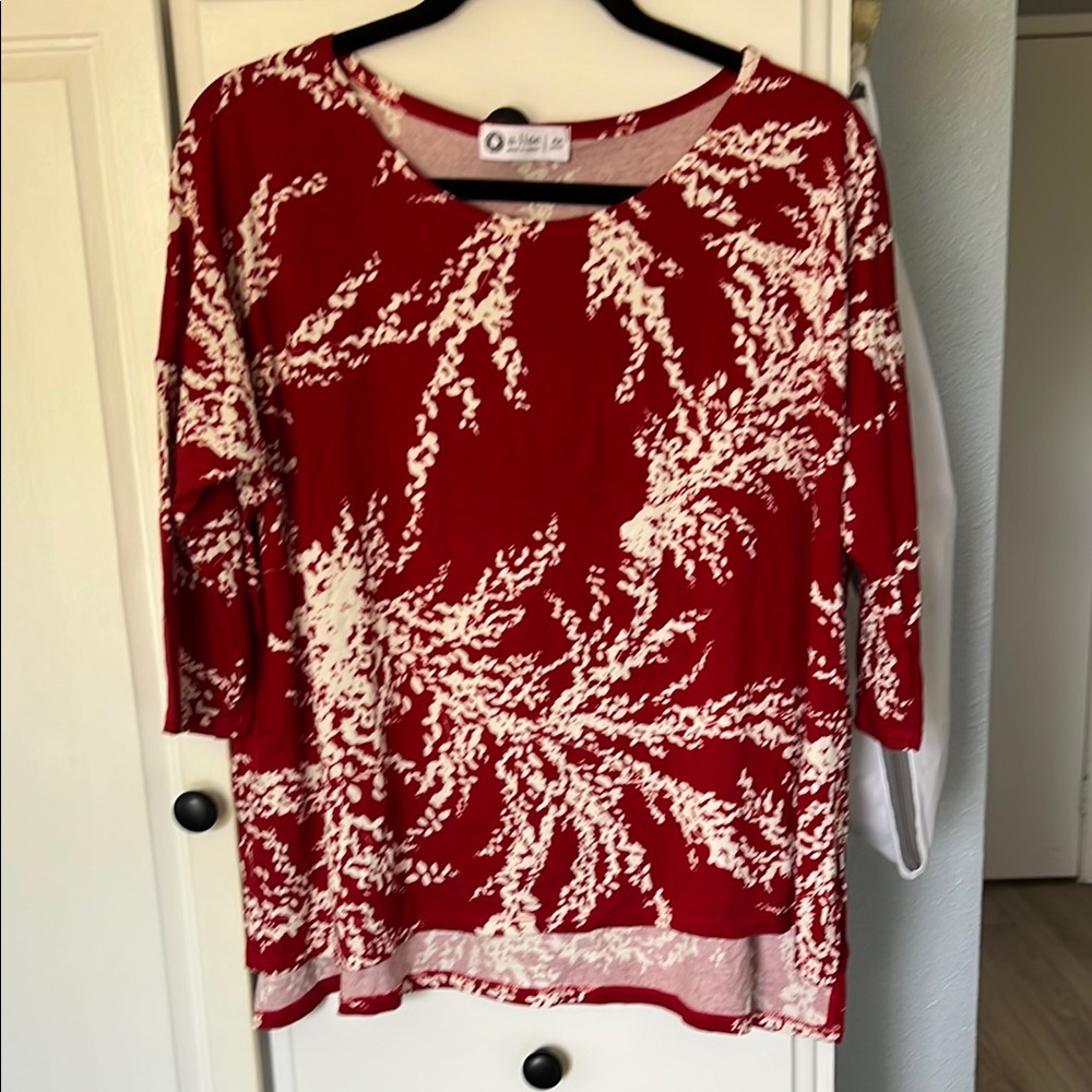 NWOT always a.line Red and White Top